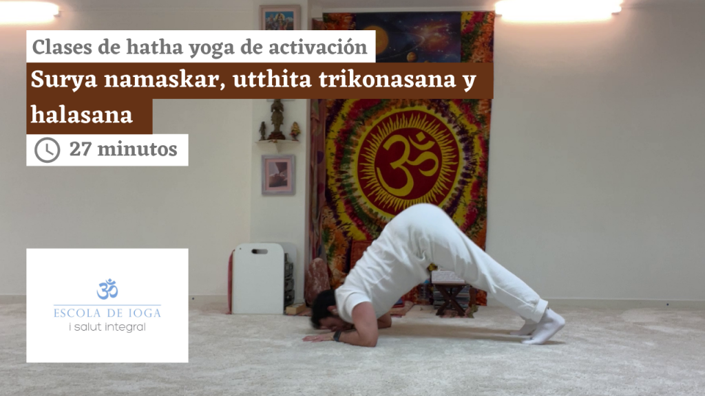 Hatha yoga de activación: surya namaskar, utthita trikonasana y halasana