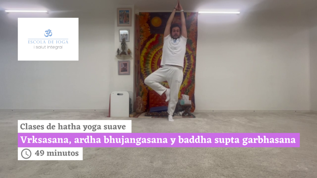 Hatha yoga suave: vrksasana, ardha bhujangasana y baddha supta garbhasana